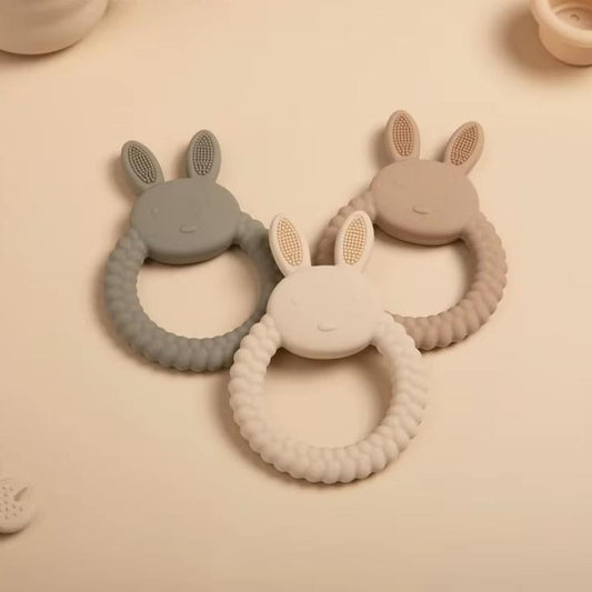 1Pcs Food Grade Baby Silicone Teether Toy Cartoon Rabbit Nursing Teething Ring BPA Free Newborn Health Molar Chewing Accessories