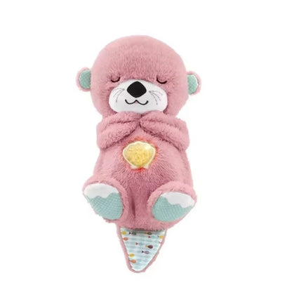 Breathing Bear Baby Soothing Otter Plush Doll Toy Baby Kids Soothing Music Baby Sleeping Companion Sound and Light Doll Toy Gift