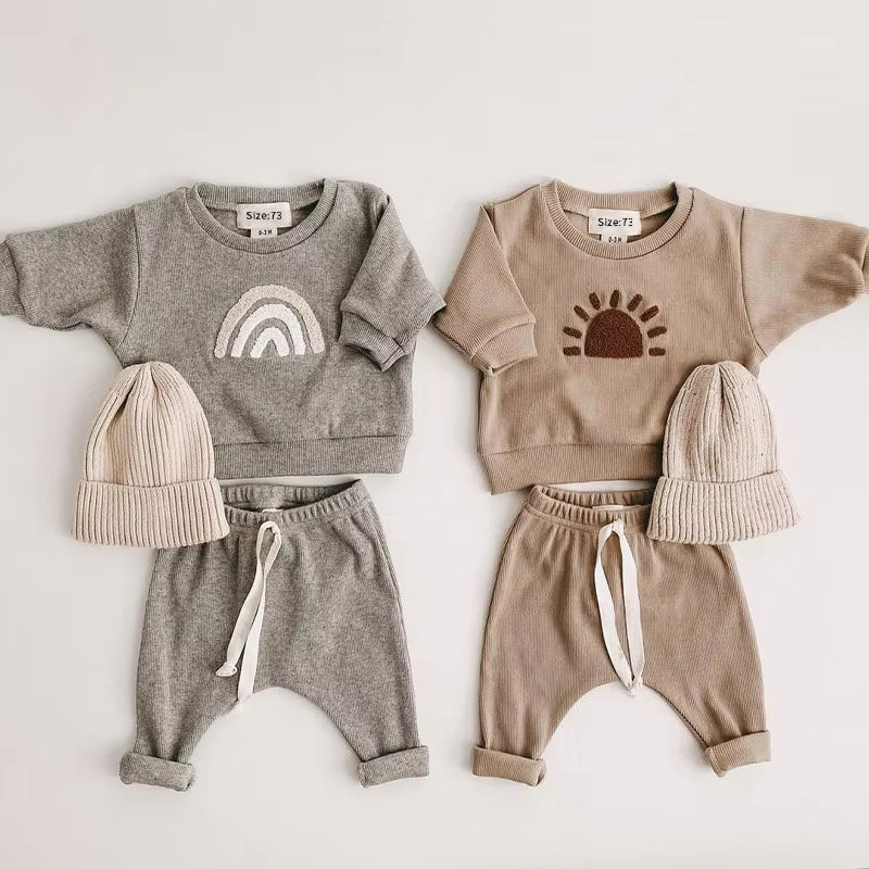 Spring Autumn Baby Boy Girls Clothes Cotton Girl Clothing Sets Long-Sleeved Sweatshirts+Pants Infant Clothes 2Pcs Suit Outfits