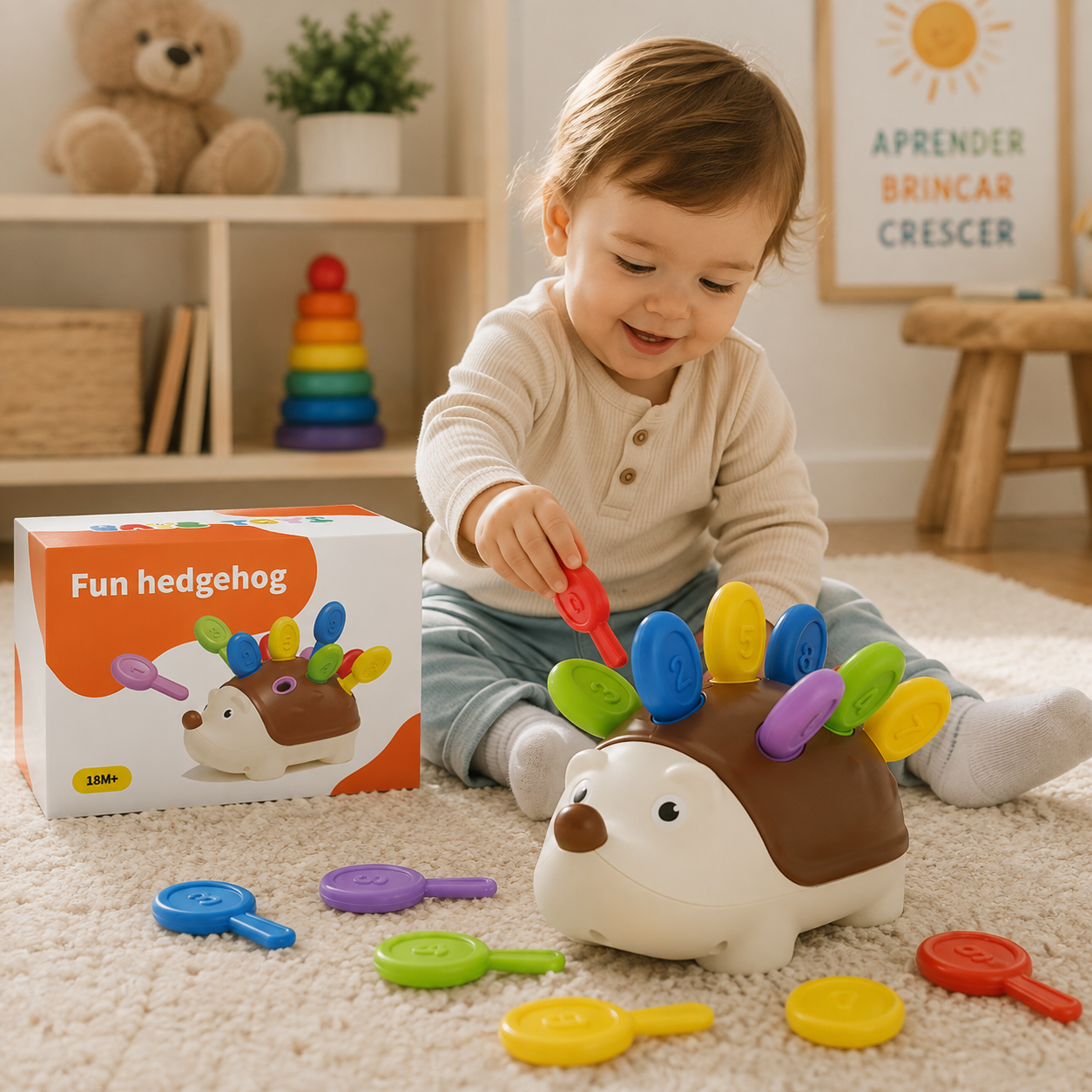 Ouriço Montessori: Brinquedo Educativo de Contagem e Concentração