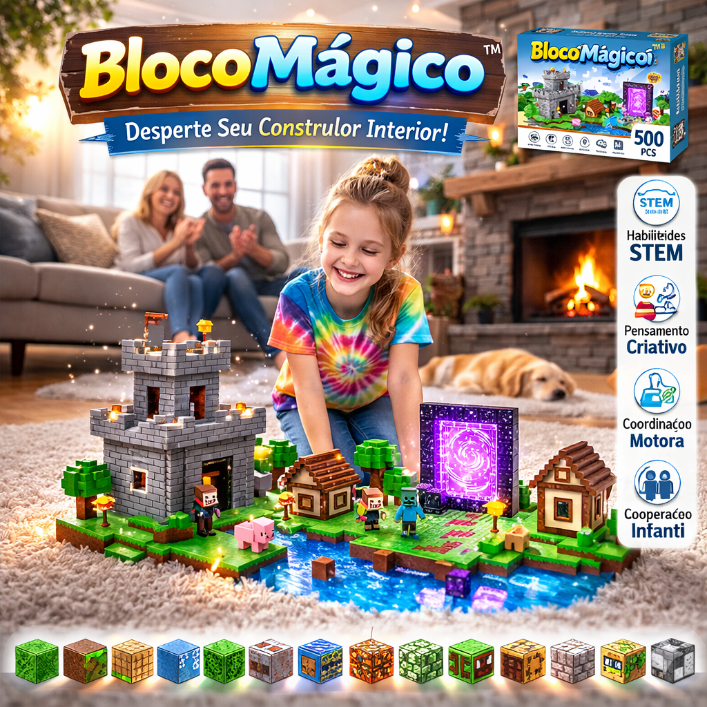 BlocoMágico™ – Kit Magnético Educativo com 300 Peças