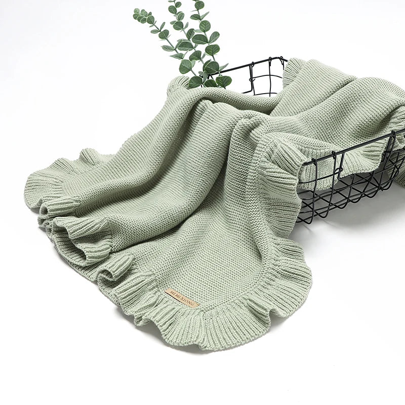 Cobertor de Malha Infantil Unissex com Babados