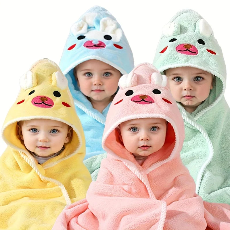 1 peça 80cm x 80cm toalha de banho de tamanho grande feita de lã coral de poliéster, pode ser usada como toalha, padrões de desenhos animados fofos amados por bebês, adequada para recém-nascidos e crianças pequenas, adequada para meninos e meninas, super macia e altamente absorvente