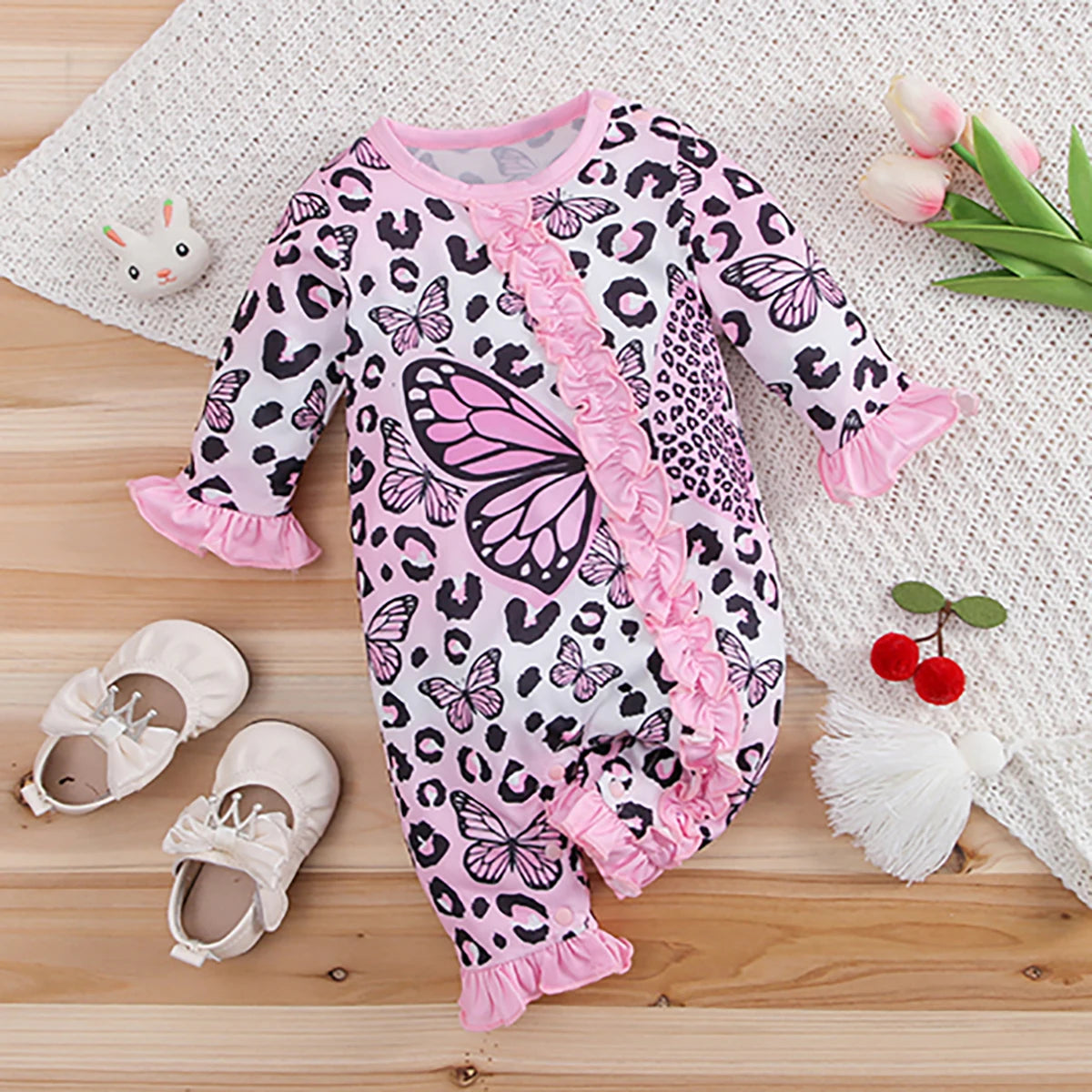 Macacão Bebê Borboleta Manga Longa