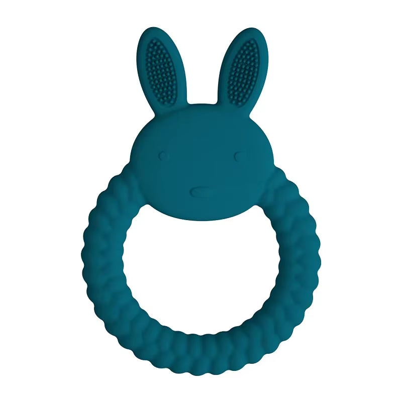 1Pcs Food Grade Baby Silicone Teether Toy Cartoon Rabbit Nursing Teething Ring BPA Free Newborn Health Molar Chewing Accessories