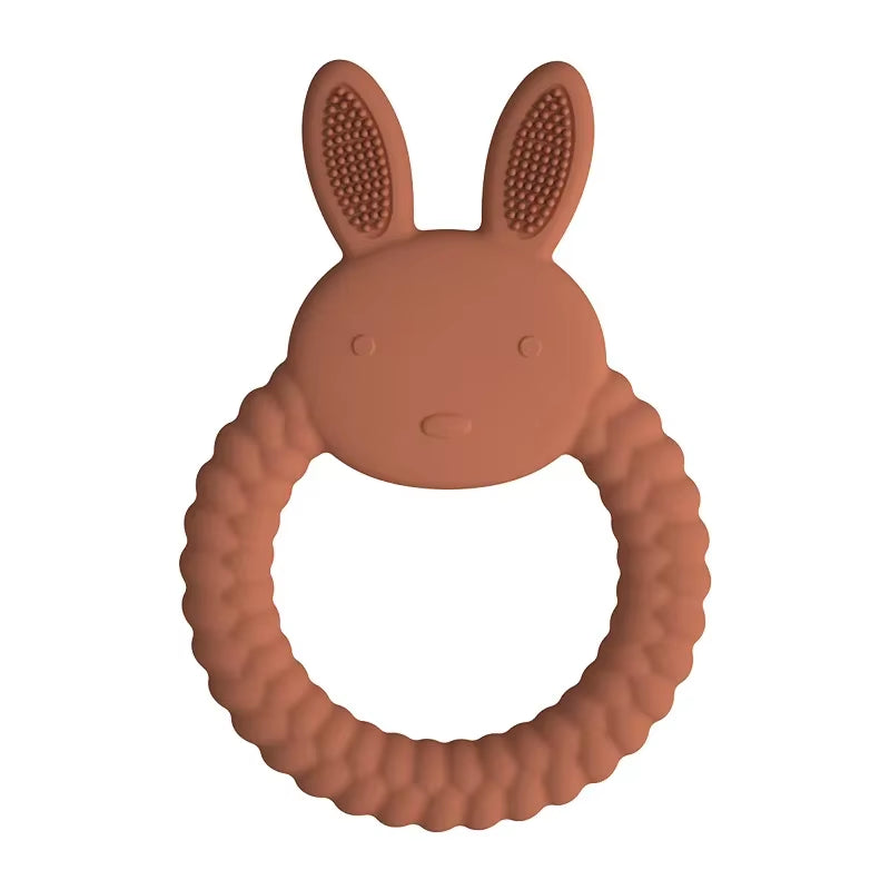 1Pcs Food Grade Baby Silicone Teether Toy Cartoon Rabbit Nursing Teething Ring BPA Free Newborn Health Molar Chewing Accessories