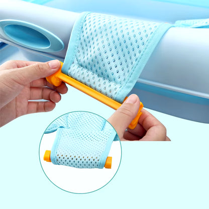 Portable Baby Shower Bath Tub Pad Non-Slip Newborn Bathtub Mat Safety Nursing Foldable Support Comfort Body Cushion Mat Pillow